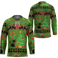 Love Black Cat Christmas Hockey Jersey Xmas Holiday Patterns - Wonder Print Shop