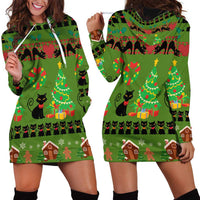 Love Black Cat Christmas Hoodie Dress Xmas Holiday Patterns - Wonder Print Shop