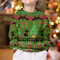 Love Black Cat Christmas Kid Ugly Christmas Sweater Xmas Holiday Patterns - Wonder Print Shop