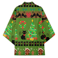 Love Black Cat Christmas Kimono Xmas Holiday Patterns - Wonder Print Shop