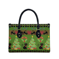 Love Black Cat Christmas Leather Bag Xmas Holiday Patterns - Wonder Print Shop