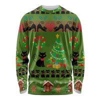 Love Black Cat Christmas Long Sleeve Shirt Xmas Holiday Patterns - Wonder Print Shop