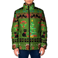 Love Black Cat Christmas Padded Jacket Xmas Holiday Patterns - Wonder Print Shop