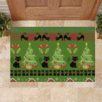 Love Black Cat Christmas Rubber Doormat Xmas Holiday Patterns - Wonder Print Shop