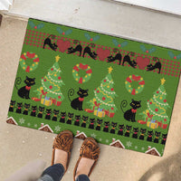 Love Black Cat Christmas Rubber Doormat Xmas Holiday Patterns - Wonder Print Shop