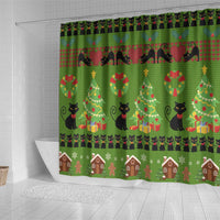 Love Black Cat Christmas Shower Curtain Xmas Holiday Patterns - Wonder Print Shop