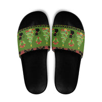 Love Black Cat Christmas Slide Sandals Xmas Holiday Patterns - Wonder Print Shop