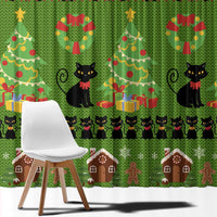 Love Black Cat Christmas Window Curtain Xmas Holiday Patterns - Wonder Print Shop