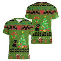 Love Black Cat Christmas Women V-Neck T-Shirt Xmas Holiday Patterns - Wonder Print Shop