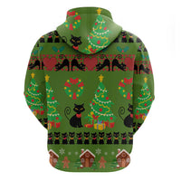 Love Black Cat Christmas Zip Hoodie Xmas Holiday Patterns - Wonder Print Shop