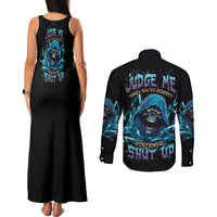 Judge Me When Mad Reaper Skull Couples Matching Tank Maxi Dress and Long Sleeve Button Shirt - Wonder Print Shop