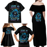 Judge Me When Mad Reaper Skull Family Matching Off Shoulder Maxi Dress and Hawaiian Shirt - Wonder Print Shop