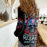 I Believe In Respect 3 Skulls Women Casual Shirt - Wonder Print Shop