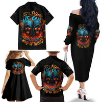 Don't Try To Figure Me Out Skull Reaper Family Matching Off Shoulder Long Sleeve Dress and Hawaiian Shirt - Wonder Print Shop