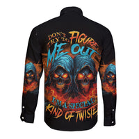 Don't Try To Figure Me Out Skull Reaper Long Sleeve Button Shirt - Wonder Print Shop