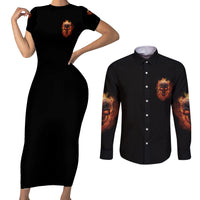 Why Should I Apologize For The Monster Couples Matching Short Sleeve Bodycon Dress and Long Sleeve Button Shirt - Wonder Print Shop
