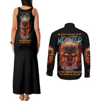 Why Should I Apologize For The Monster Couples Matching Tank Maxi Dress and Long Sleeve Button Shirt - Wonder Print Shop