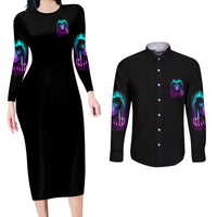 My Give A F Reaper Purple Couples Matching Long Sleeve Bodycon Dress and Long Sleeve Button Shirt - Wonder Print Shop