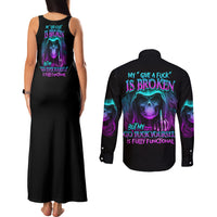 My Give A F Reaper Purple Couples Matching Tank Maxi Dress and Long Sleeve Button Shirt - Wonder Print Shop