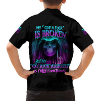 My Give A F Reaper Purple Family Matching Short Sleeve Bodycon Dress and Hawaiian Shirt - Wonder Print Shop
