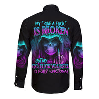My Give A F Reaper Purple Long Sleeve Button Shirt - Wonder Print Shop