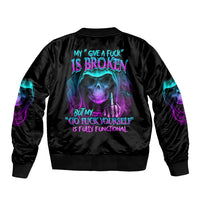 My Give A F Reaper Purple Sleeve Zip Bomber Jacket - Wonder Print Shop