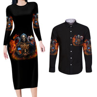 Drink With You Again Reaper Couples Matching Long Sleeve Bodycon Dress and Long Sleeve Button Shirt - Wonder Print Shop