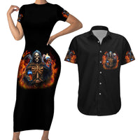 Drink With You Again Reaper Couples Matching Short Sleeve Bodycon Dress and Hawaiian Shirt - Wonder Print Shop