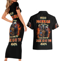 Drink With You Again Reaper Couples Matching Short Sleeve Bodycon Dress and Hawaiian Shirt - Wonder Print Shop