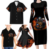 Drink With You Again Reaper Family Matching Long Sleeve Bodycon Dress and Hawaiian Shirt - Wonder Print Shop