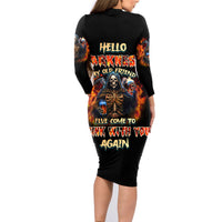 Drink With You Again Reaper Family Matching Long Sleeve Bodycon Dress and Hawaiian Shirt - Wonder Print Shop