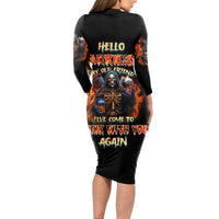 Drink With You Again Reaper Long Sleeve Bodycon Dress - Wonder Print Shop