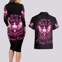 Karma Fairy Skull - In My Next Life Couples Matching Long Sleeve Bodycon Dress and Hawaiian Shirt - Wonder Print Shop