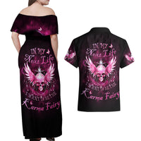 Karma Fairy Skull - In My Next Life Couples Matching Off Shoulder Maxi Dress and Hawaiian Shirt - Wonder Print Shop
