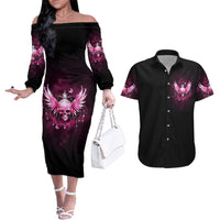 Karma Fairy Skull - In My Next Life Couples Matching Off The Shoulder Long Sleeve Dress and Hawaiian Shirt - Wonder Print Shop