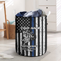 Personalized Motocross Rider Laundry Basket with Splash Pattern and Dirt Bike Jump Illustration - Wonder Print Shop