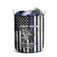Personalized Motocross Rider Laundry Basket with Splash Pattern and Dirt Bike Jump Illustration - Wonder Print Shop