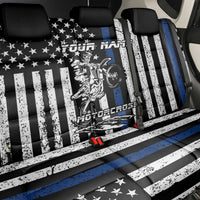 Personalized Motocross Rider Back Car Seat Cover with Splash Pattern and Dirt Bike Jump Illustration - Wonder Print Shop