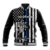 Personalized Motocross Rider Baseball Jacket with Splash Pattern and Dirt Bike Jump Illustration - Wonder Print Shop