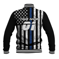 Personalized Motocross Rider Baseball Jacket with Splash Pattern and Dirt Bike Jump Illustration - Wonder Print Shop