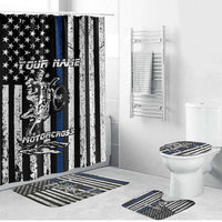 Personalized Motocross Rider Bathroom Set with Splash Pattern and Dirt Bike Jump Illustration - Wonder Print Shop