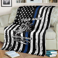 Personalized Motocross Rider Blanket with Splash Pattern and Dirt Bike Jump Illustration - Wonder Print Shop