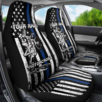 Personalized Motocross Rider Car Seat Cover with Splash Pattern and Dirt Bike Jump Illustration - Wonder Print Shop