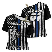Personalized Motocross Rider Cross Shoulder Shirt with Splash Pattern and Dirt Bike Jump Illustration - Wonder Print Shop
