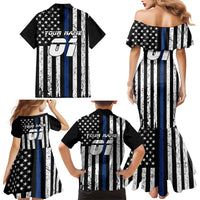 Personalized Motocross Rider Family Matching Mermaid Dress and Hawaiian Shirt with Splash Pattern and Dirt Bike Jump Illustration - Wonder Print Shop