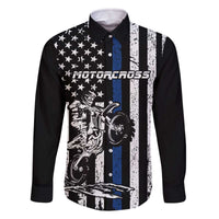 Personalized Motocross Rider Family Matching Off The Shoulder Long Sleeve Dress and Hawaiian Shirt with Splash Pattern and Dirt Bike Jump Illustration - Wonder Print Shop