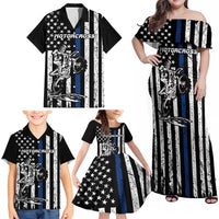 Personalized Motocross Rider Family Matching Off Shoulder Maxi Dress and Hawaiian Shirt with Splash Pattern and Dirt Bike Jump Illustration - Wonder Print Shop