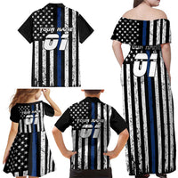 Personalized Motocross Rider Family Matching Off Shoulder Maxi Dress and Hawaiian Shirt with Splash Pattern and Dirt Bike Jump Illustration - Wonder Print Shop
