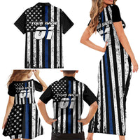 Personalized Motocross Rider Family Matching Short Sleeve Bodycon Dress and Hawaiian Shirt with Splash Pattern and Dirt Bike Jump Illustration - Wonder Print Shop
