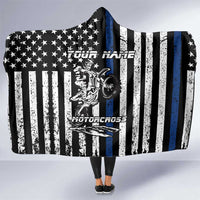 Personalized Motocross Rider Hooded Blanket with Splash Pattern and Dirt Bike Jump Illustration - Wonder Print Shop